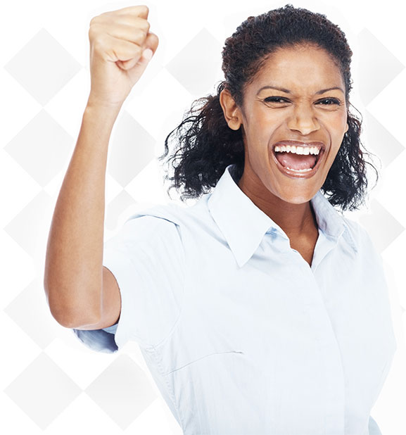 happy-businesswoman Excited Businesswoman Suceeding
